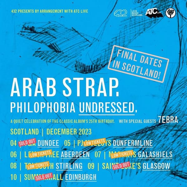 7ebra announce Scotland tour supporting Arab Strap